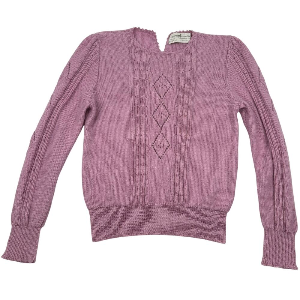 Peruvian Connection 100% Alpaca Knit Sweater Pink Handmade in Peru Soft Girl